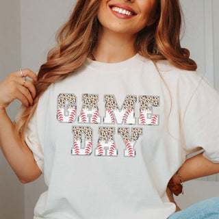 Game Day Leoapard Baseball Comfort Color Tee - Limeberry Designs