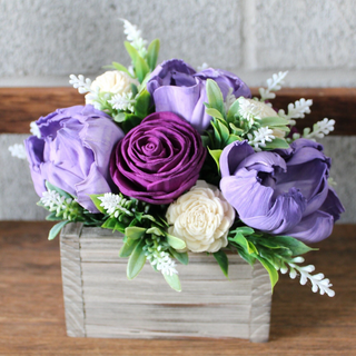 Purple Peony Wooden Floral Arrangement