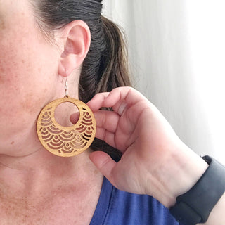 KellyMack.Co Beautiful Laser Cut Wood Earrings