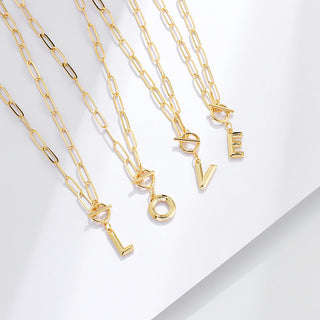 Initial Pendant Paperclip Necklace