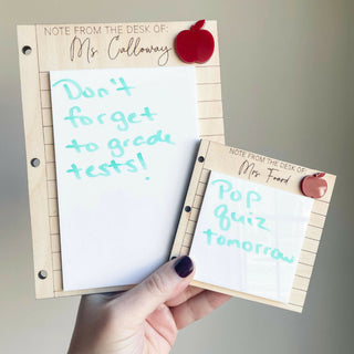 Gift for Teacher Appreciation Engraved Reusable Sticky Note Holder - LARGE SIZE