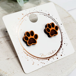 Paw Print Wood Studs | 5 Styles