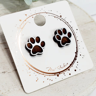 Paw Print Wood Studs | 5 Styles