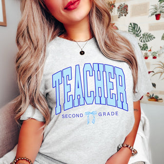 Teacher Bow Grade Level Bella Graphic Tee - Limeberry Designs