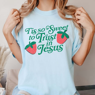 Tis So Sweet To Trust In Jesus Comfort Color Tee - Limeberry Designs