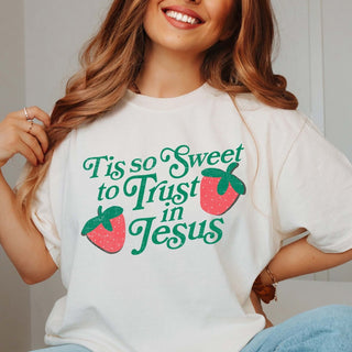 Tis So Sweet To Trust In Jesus Comfort Color Tee - Limeberry Designs