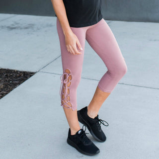 Ultra Soft Lace Up Crop Leggings - Truly Contagious