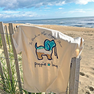 The Beach is My Happy Place Pup Short Sleeve Graphic Tee
