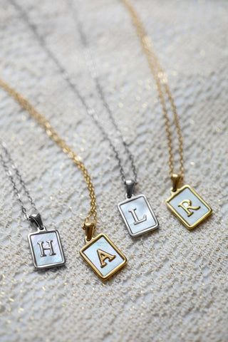 Pretty Mother of Pearl Initial Necklace