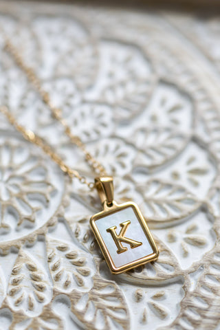 Pretty Mother of Pearl Initial Necklace