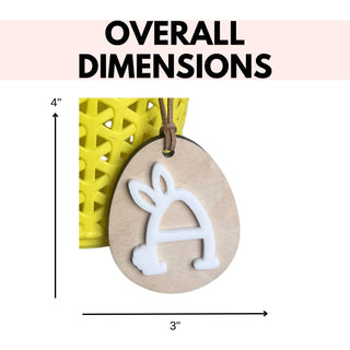 Personalized Easter Basket Tag Monogram Egg & Bunny Tail Initial