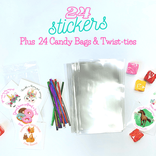 Personalized Girls Birthday Party Stickers & Treat Bags