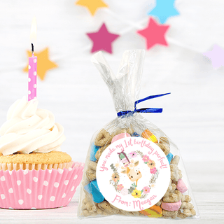 Personalized Girls Birthday Party Stickers & Treat Bags