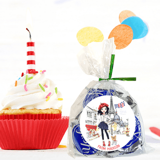 Personalized Girls Birthday Party Stickers & Treat Bags