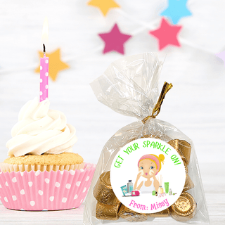 Personalized Girls Birthday Party Stickers & Treat Bags