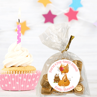Personalized Girls Birthday Party Stickers & Treat Bags