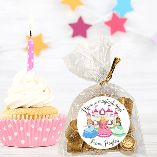 Personalized Girls Birthday Party Stickers & Treat Bags