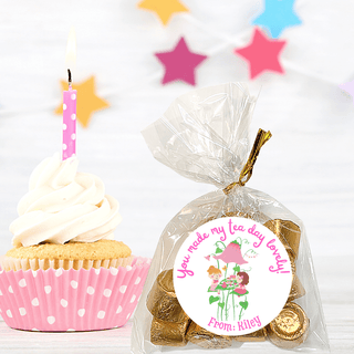 Personalized Girls Birthday Party Stickers & Treat Bags