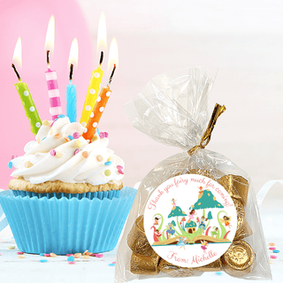 Personalized Girls Birthday Party Stickers & Treat Bags