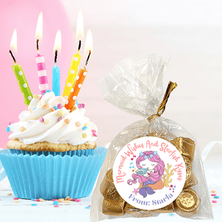 Personalized Girls Birthday Party Stickers & Treat Bags