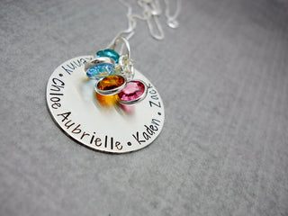 Sterling Silver Personalized Mom Necklace with Kids Names