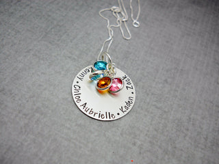 Sterling Silver Personalized Mom Necklace with Kids Names