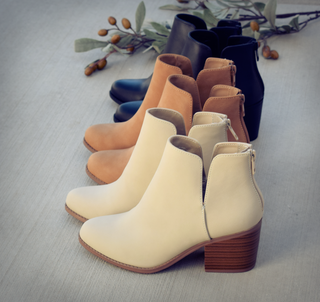 V-Cut Stacked Heel Bootie