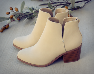 V-Cut Stacked Heel Bootie