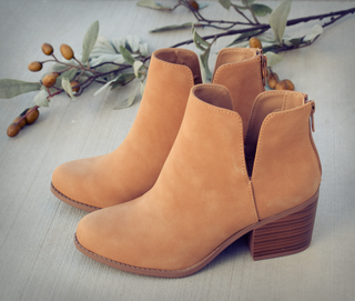 V-Cut Stacked Heel Bootie