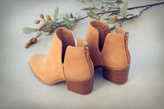 V-Cut Stacked Heel Bootie