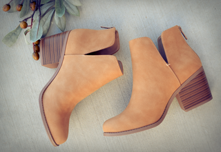 V-Cut Stacked Heel Bootie