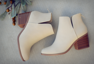 V-Cut Stacked Heel Bootie