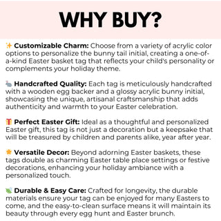 Personalized Easter Basket Tag Monogram Egg & Bunny Tail Initial