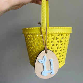 Personalized Easter Basket Tag Monogram Egg & Bunny Tail Initial