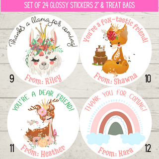 Personalized Girls Birthday Party Stickers & Treat Bags