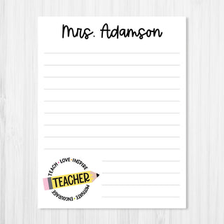 Personalized Whimsical Teacher Notepad